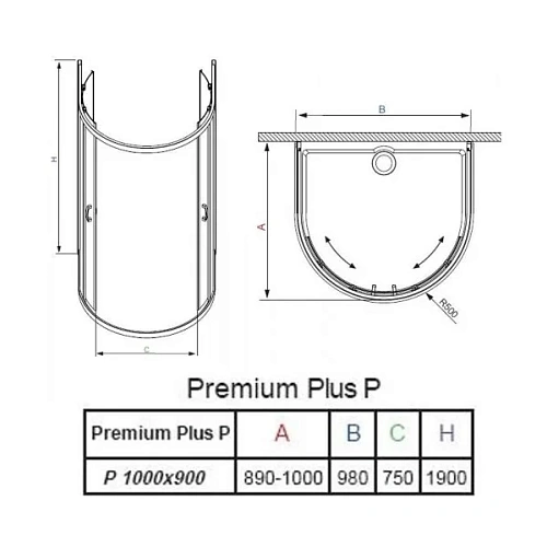 Душевая дверь Radaway Premium Plus P 100×90 33300-01-08N Душевая дверь Radaway Premium Plus P 100×90 33300-01-08N
