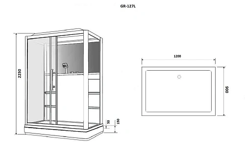 Душевая кабина GROSSMAN GR127L (90x120x225) Душевая кабина GROSSMAN GR127L (90x120x225)