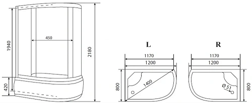 Душевая кабина Timo eco TE-0720 R 120x80x218 Душевая кабина Timo eco TE-0720 R 120x80x218