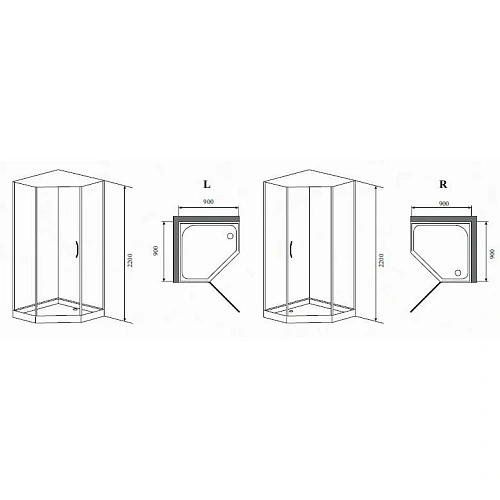 Душевая кабина Timo Premium ELTA H-312 R 90х90 правая Душевая кабина Timo Premium ELTA H-312 R 90х90 правая