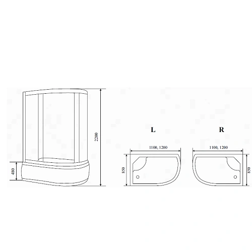 Душевая кабина Timo Standat T-1110 P R 110х85 правая Душевая кабина Timo Standat T-1110 P R 110х85 правая