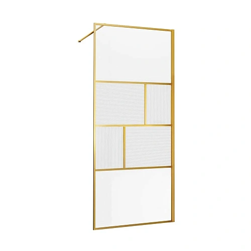 Душевая перегородка Vincea Walk-In VSW-1HC900CFBG, 900x2000, браш. золото, стекло прозрачное/рифлено Душевая перегородка Vincea Walk-In VSW-1HC900CFBG, 900x2000, браш. золото, стекло прозрачное/рифлено