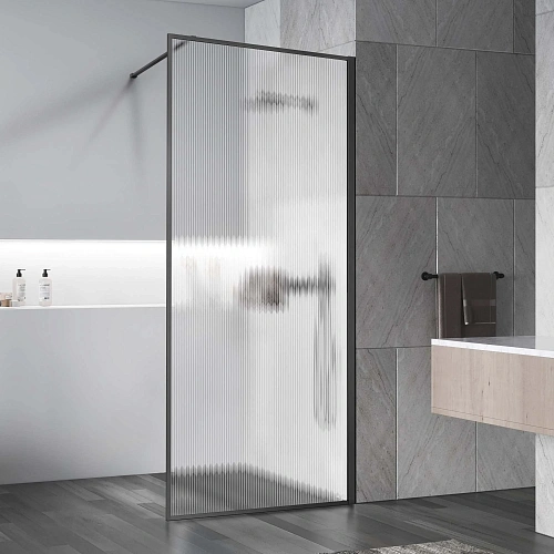 Душевая перегородка Vincea Walk-In VSW-1HP900FLGM 900x2000 вороненая сталь стекло рифленое Душевая перегородка Vincea Walk-In VSW-1HP900FLGM 900x2000 вороненая сталь стекло рифленое