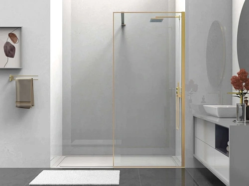Душевая перегородка Vincea Walk-In VSW-1HS100CLG, 1000x2000, брашированное золото, стекло прозрачное Душевая перегородка Vincea Walk-In VSW-1HS100CLG, 1000x2000, брашированное золото, стекло прозрачное