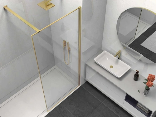 Душевая перегородка Vincea Walk-In VSW-1HS100CLG, 1000x2000, брашированное золото, стекло прозрачное Душевая перегородка Vincea Walk-In VSW-1HS100CLG, 1000x2000, брашированное золото, стекло прозрачное