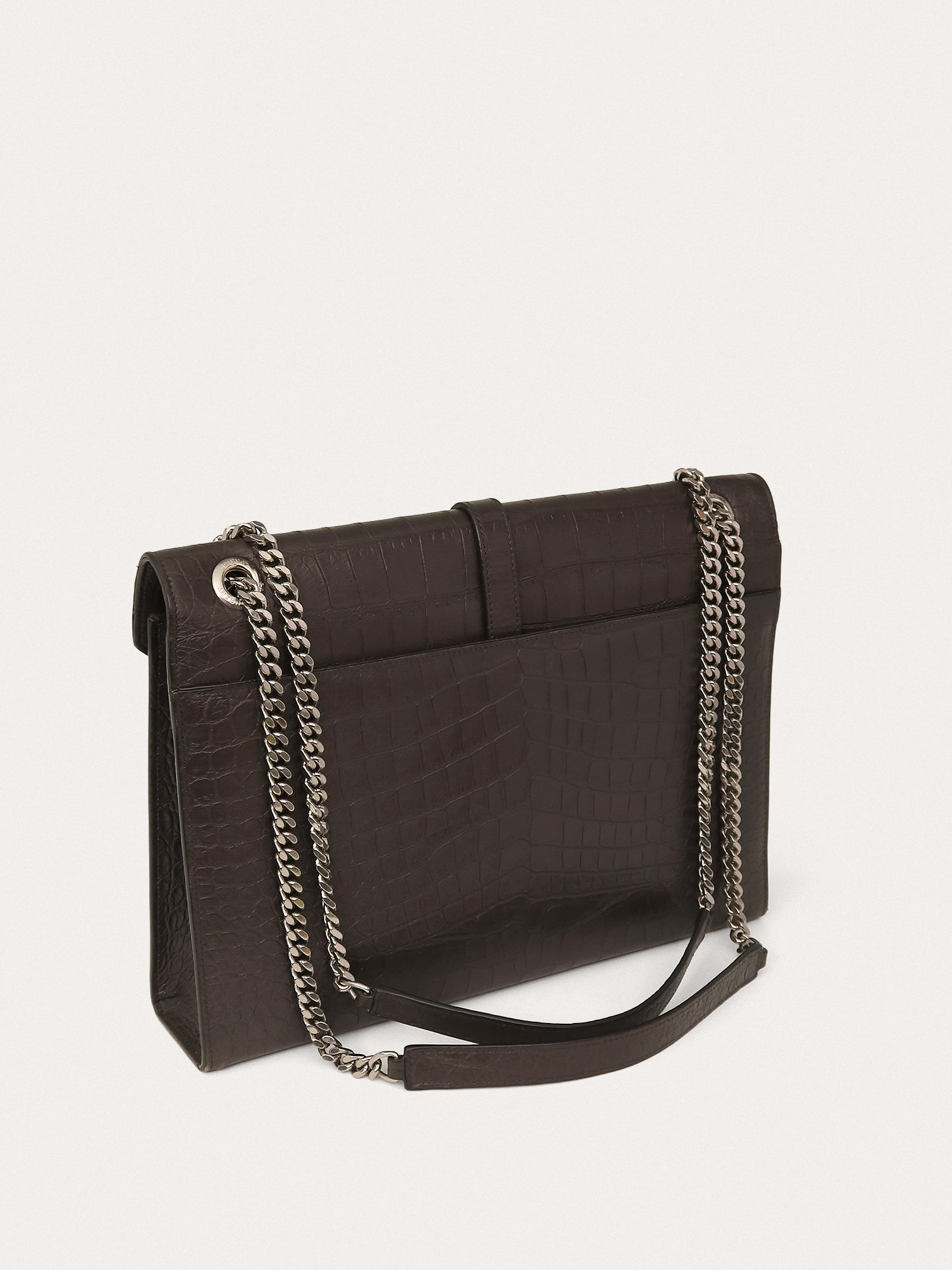 Saint Laurent Envelope Crocodile Embossed Leather Bag - Master