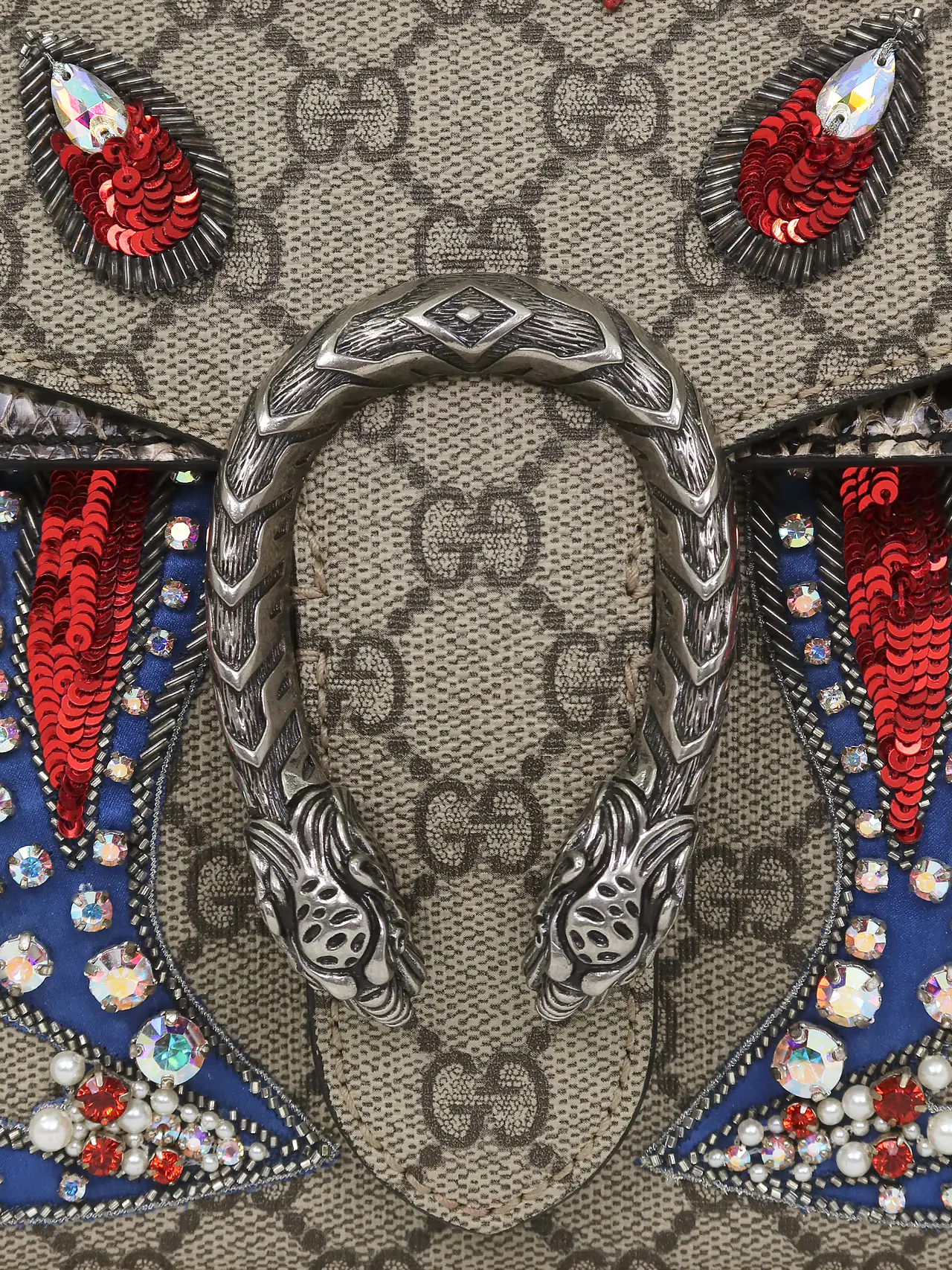 Dionysus GG Supreme Monogram Snakeskin Crystal Magnetismo Medium - Master