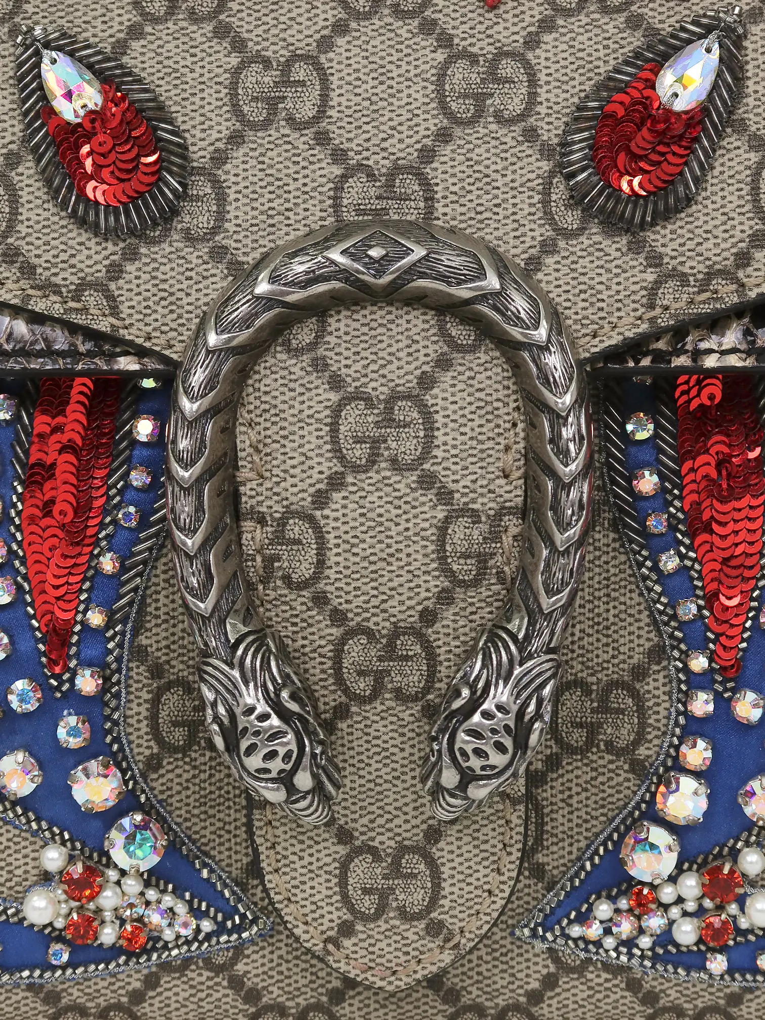 Dionysus GG Supreme Monogram Snakeskin Crystal Magnetismo Medium - Master