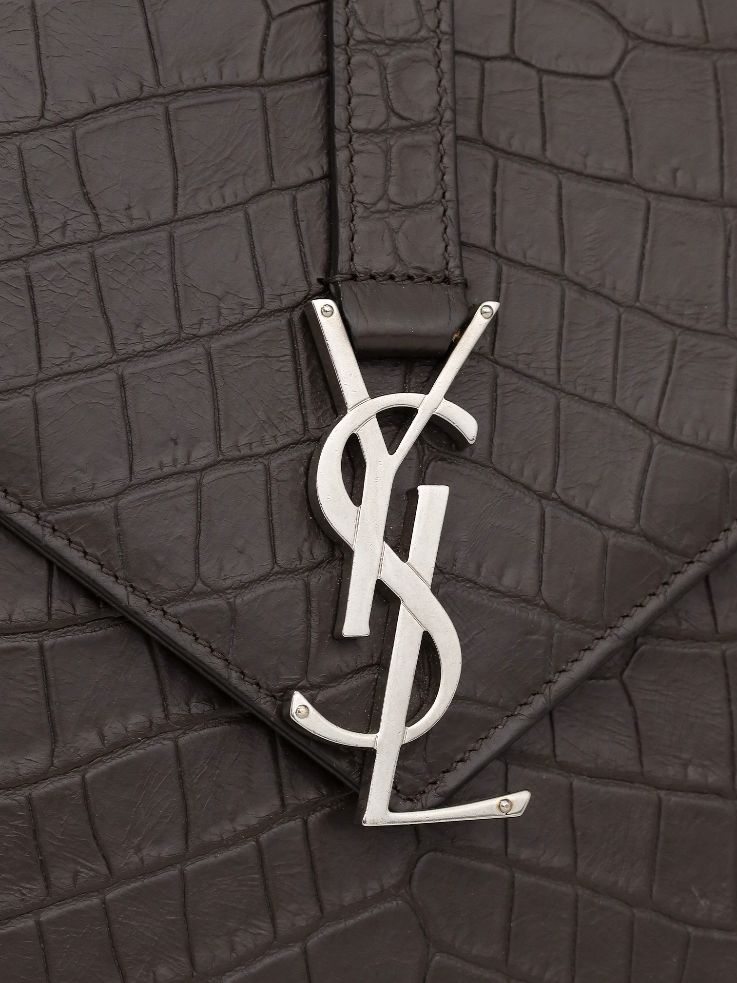 Saint Laurent Envelope Crocodile Embossed Leather Bag - Master
