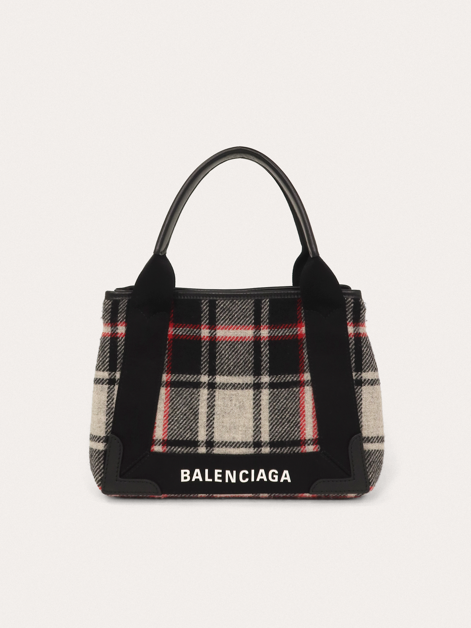 Balenciaga Navy Red Gray Wool Cabas S Tote primary image