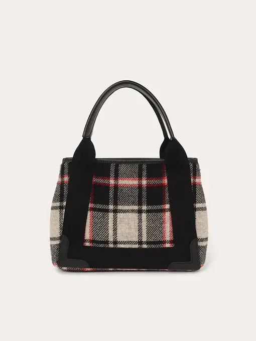 Navy Red Gray Wool Cabas S Tote - Master