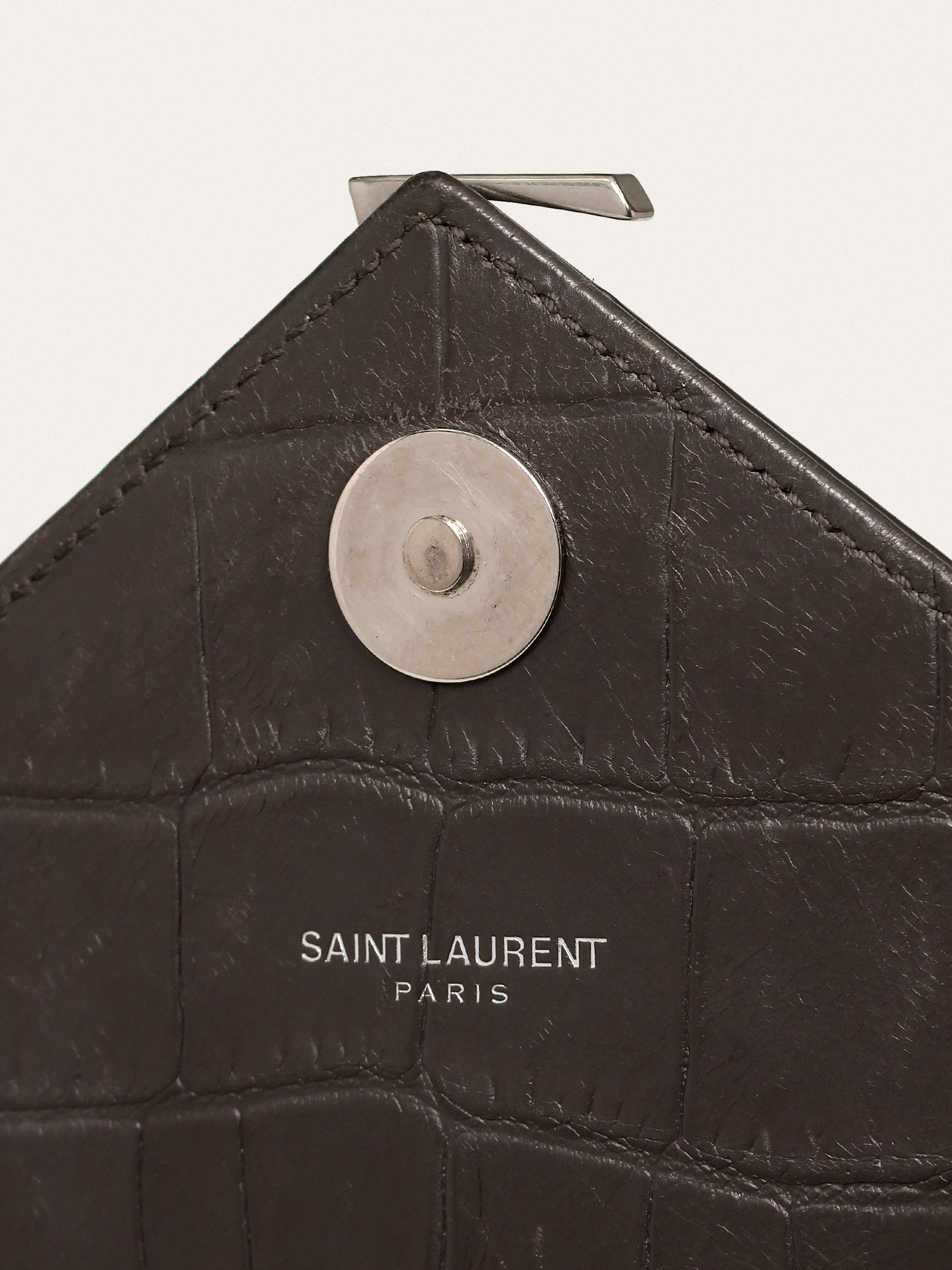 Saint Laurent Envelope Crocodile Embossed Leather Bag - Master