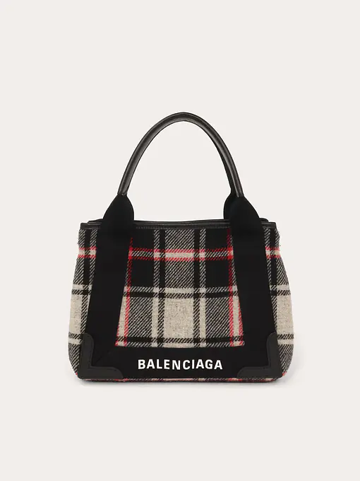 Navy Red Gray Wool Cabas S Tote - Master