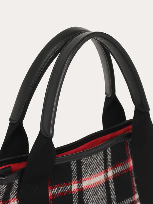 Navy Red Gray Wool Cabas S Tote - Master