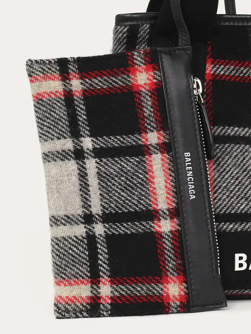 Navy Red Gray Wool Cabas S Tote - Master