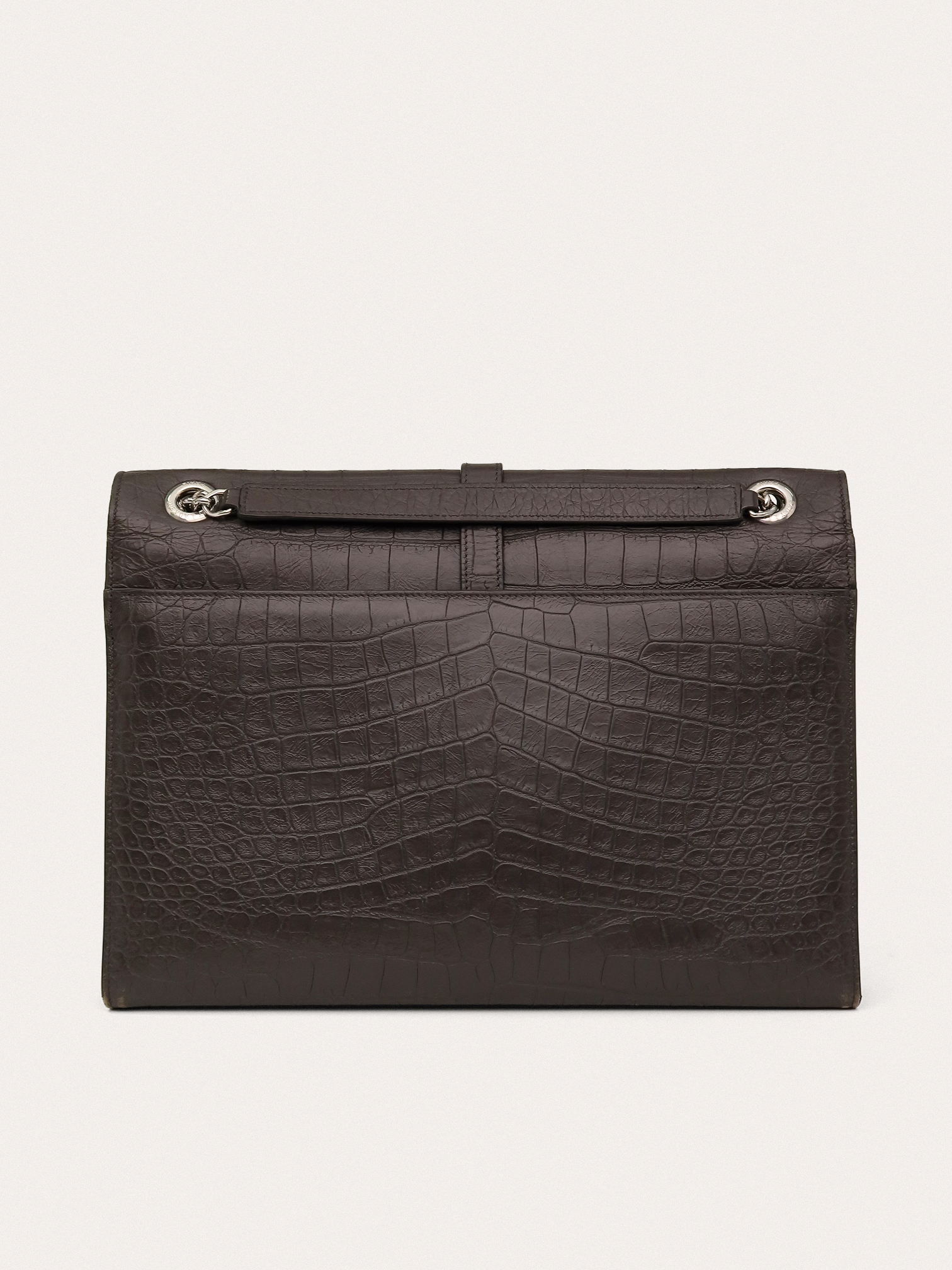 Saint Laurent Envelope Crocodile Embossed Leather Bag - Master
