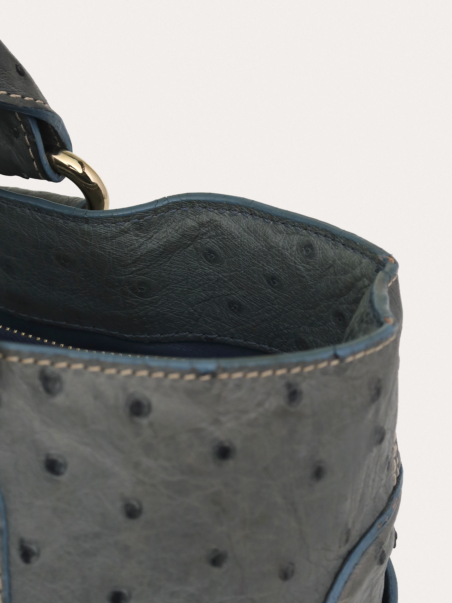 Celine Blue Ostrich Leather Boogie Bag - Master