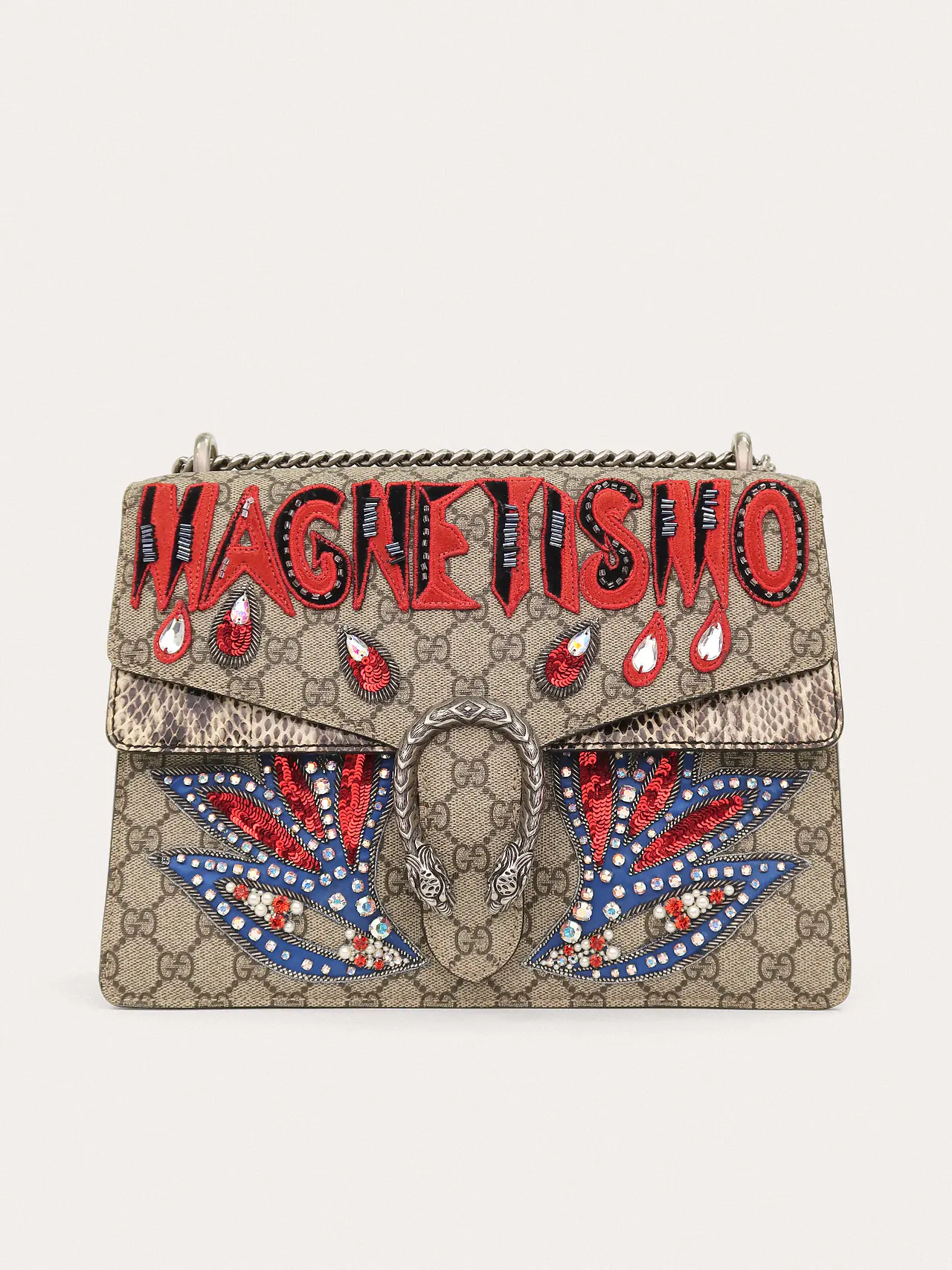 Dionysus GG Supreme Monogram Snakeskin Crystal Magnetismo Medium - Master
