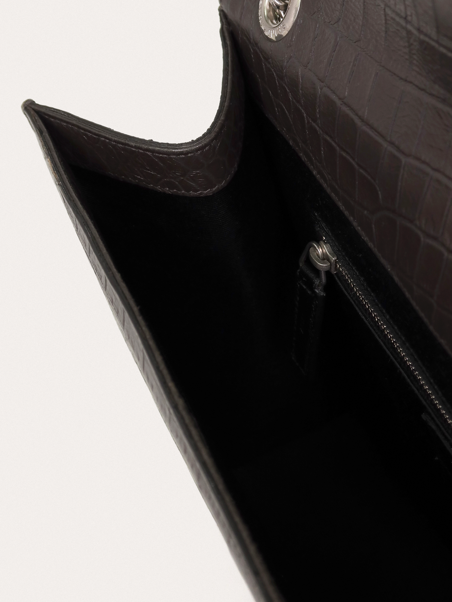 Saint Laurent Envelope Crocodile Embossed Leather Bag - Master