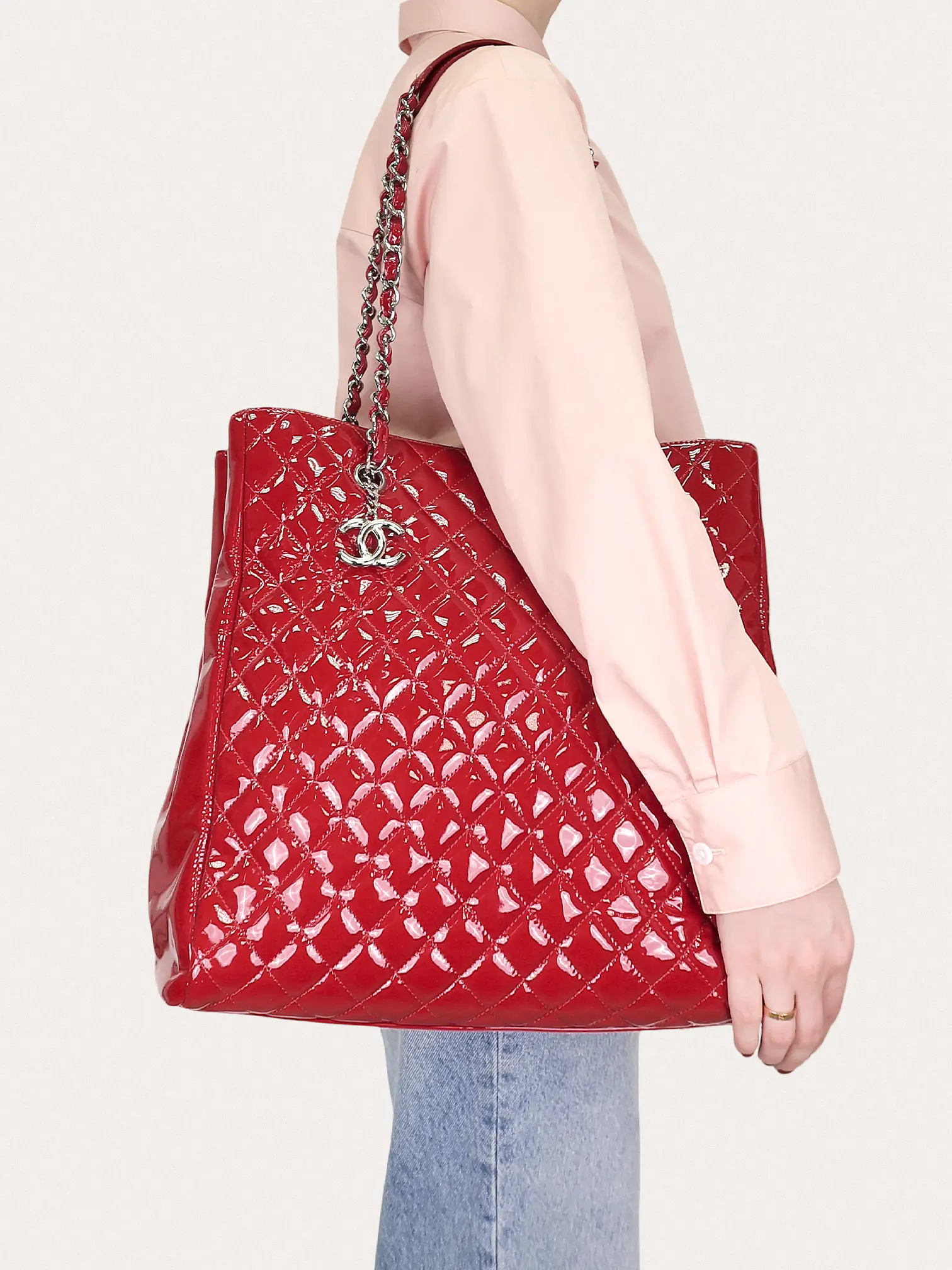 Red Patent Shopper Tote - Master