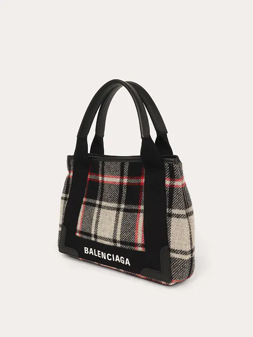 Navy Red Gray Wool Cabas S Tote - Master