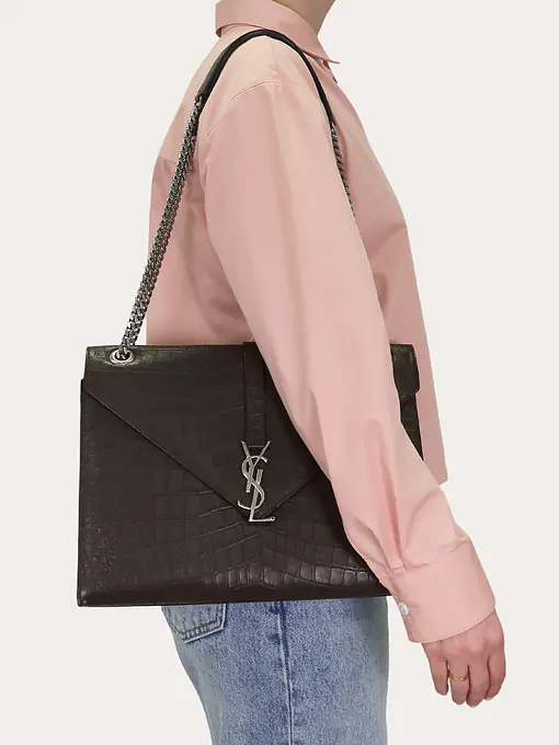 Envelope Crocodile Embossed Leather Bag - Master