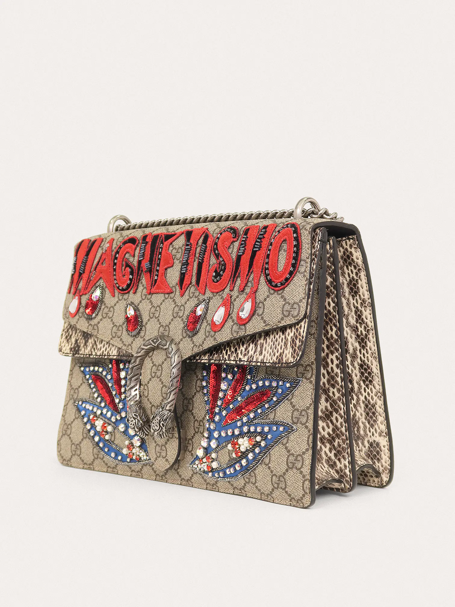 Dionysus GG Supreme Monogram Snakeskin Crystal Magnetismo Medium - Master