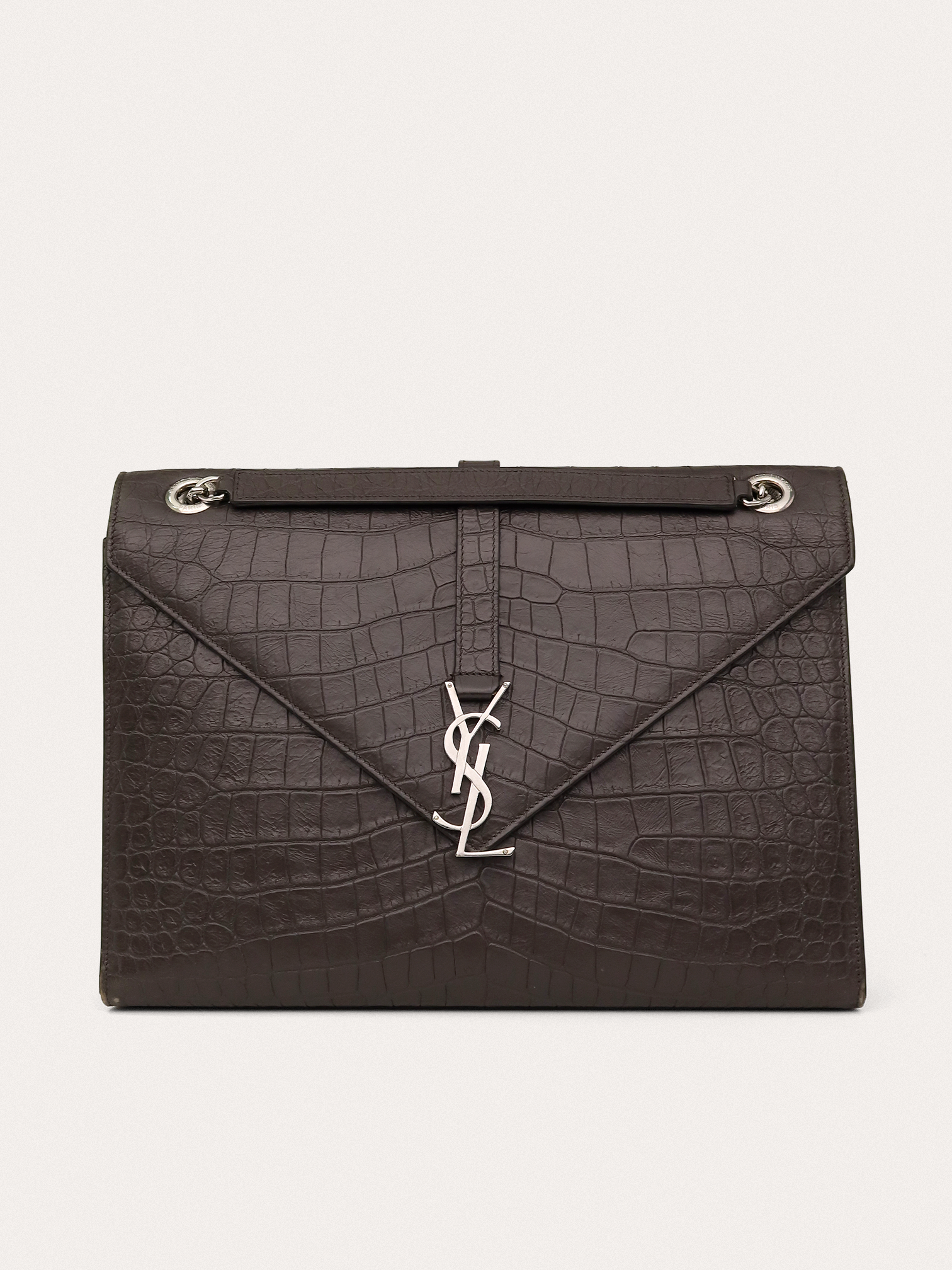 Saint Laurent Envelope Crocodile Embossed Leather Bag primary image