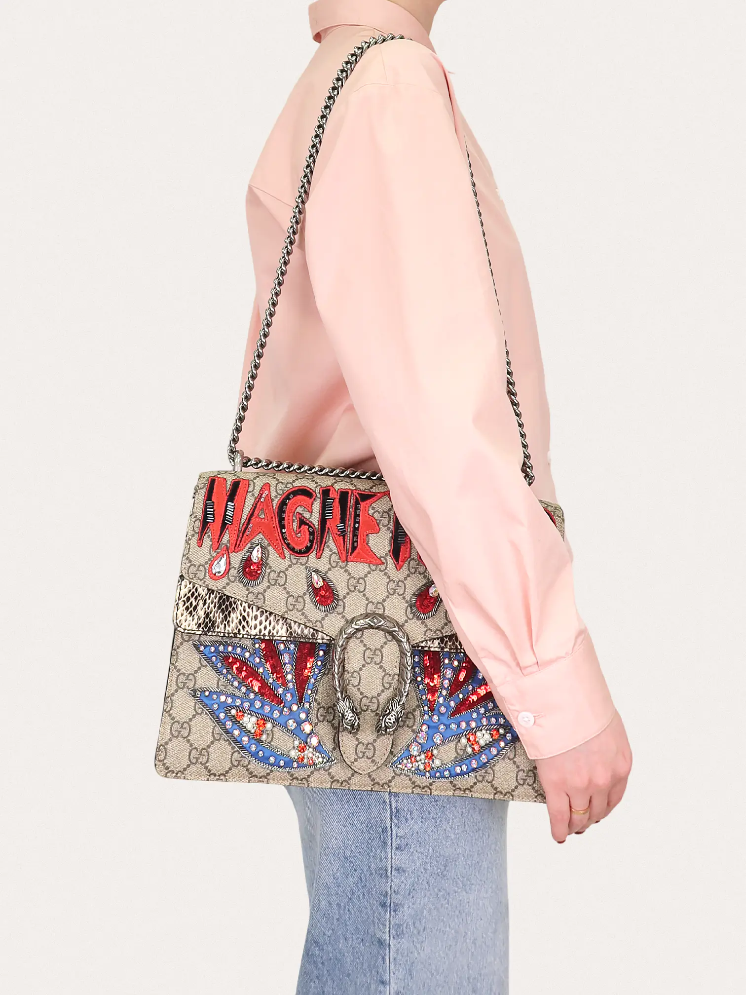 Dionysus GG Supreme Monogram Snakeskin Crystal Magnetismo Medium - Master