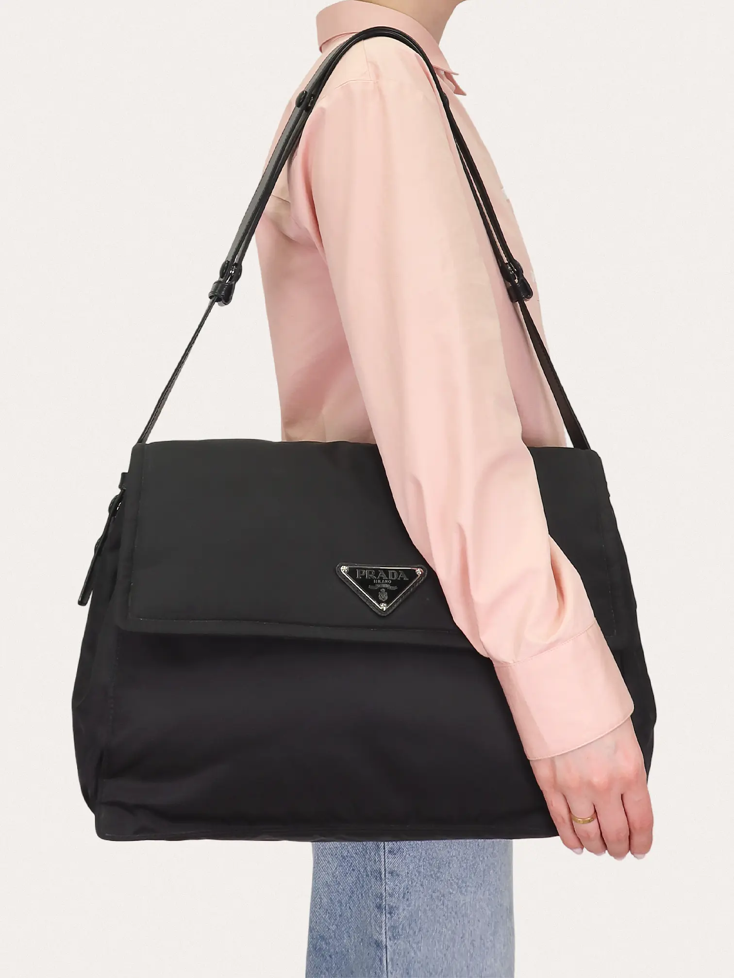 Large Padded Re-Nylon Shoulder Travel Bag - Master