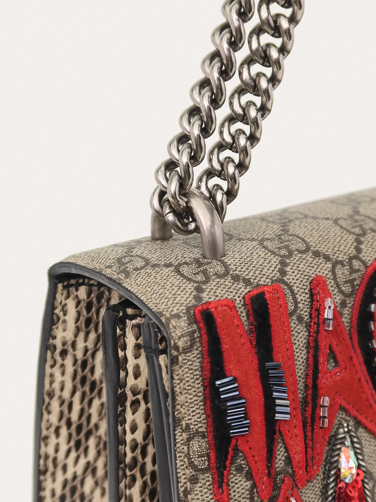 Dionysus GG Supreme Monogram Snakeskin Crystal Magnetismo Medium - Master