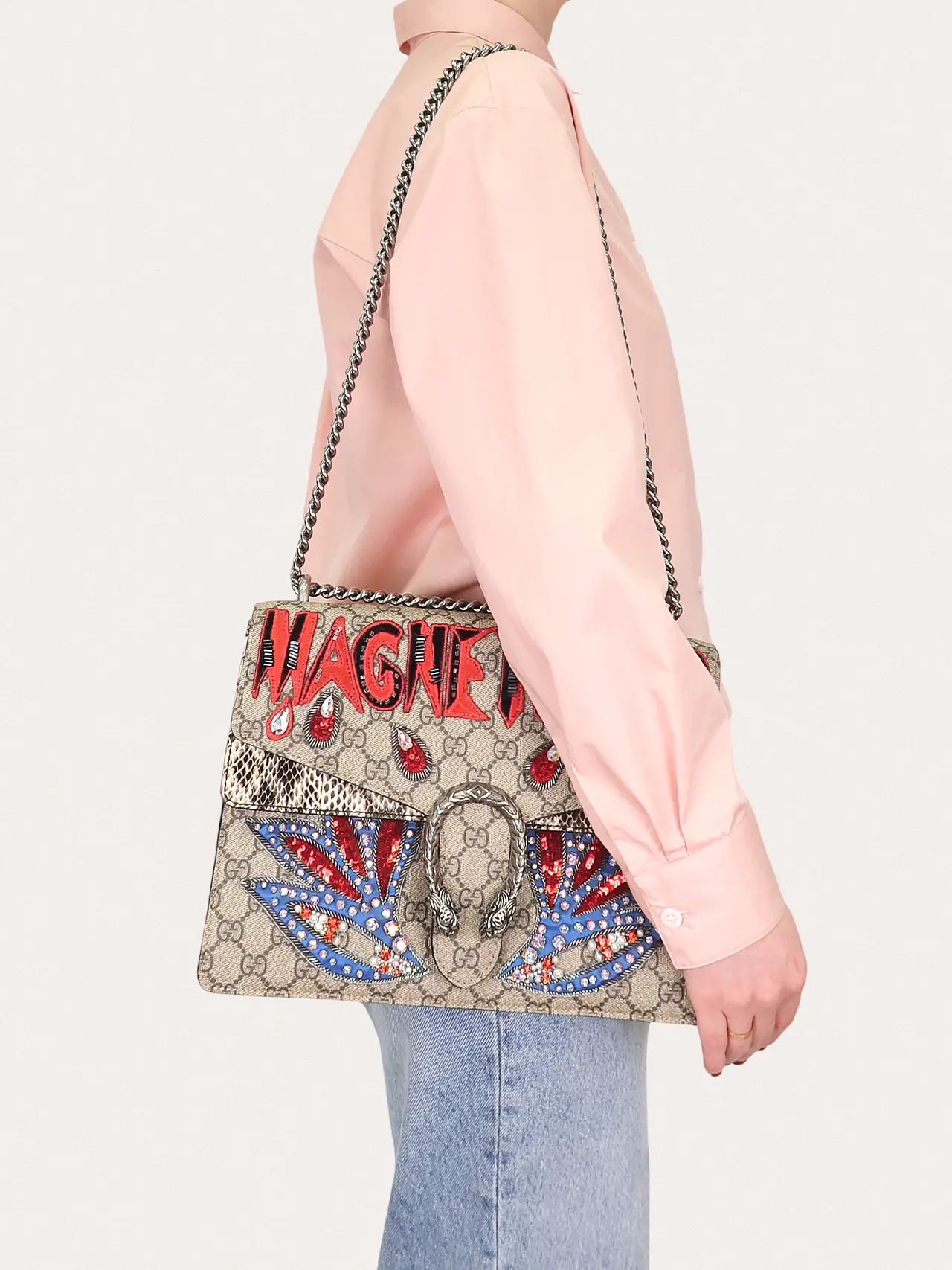 Dionysus GG Supreme Monogram Snakeskin Crystal Magnetismo Medium - Master