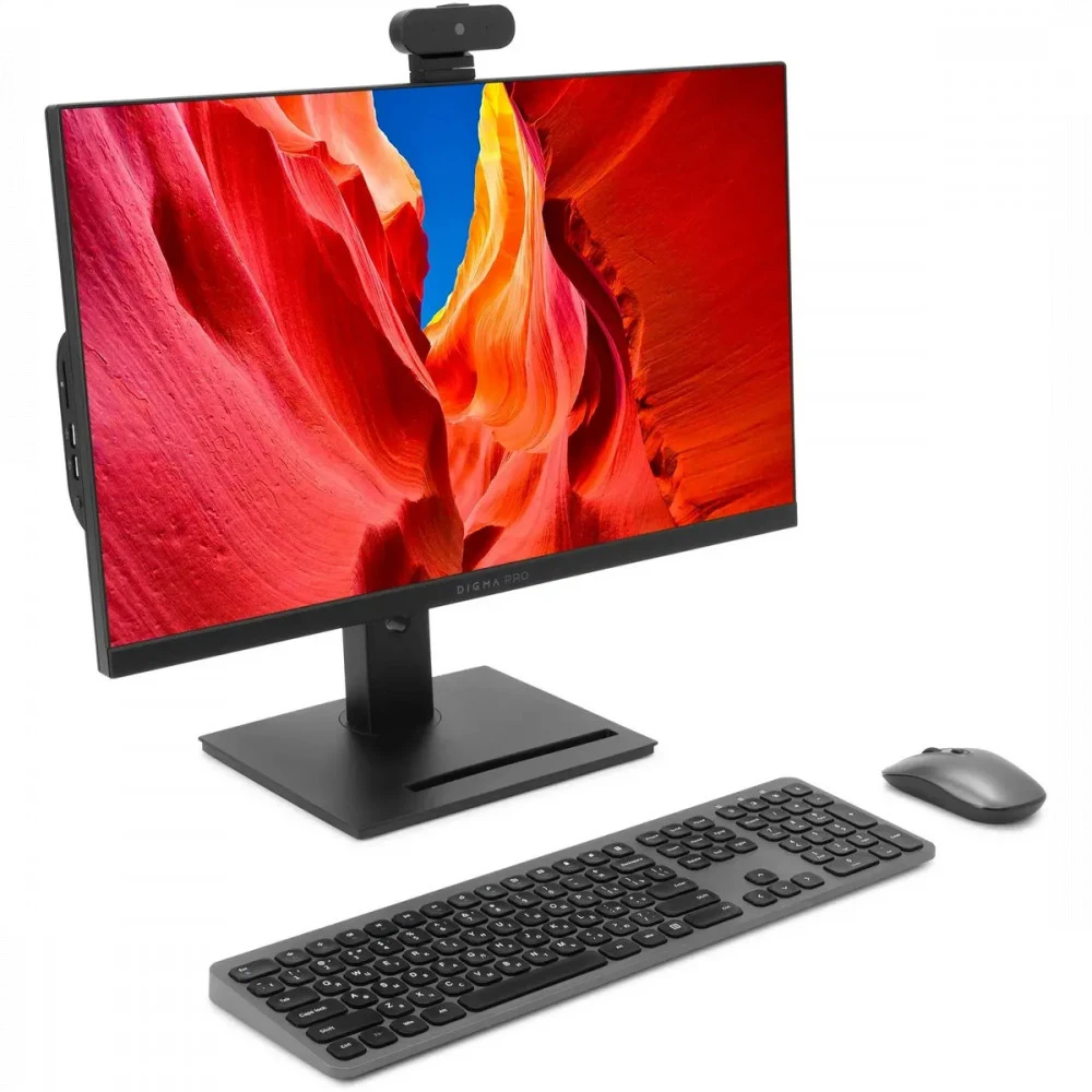 Моноблок Digma Pro Vision 23.8" Full HD i5 1235U (1.3) 16Gb SSD512Gb Iris Xe CR Windows 11 Pro Eth WiFi BT 90W клавиатура мышь Cam черный 1920x1080