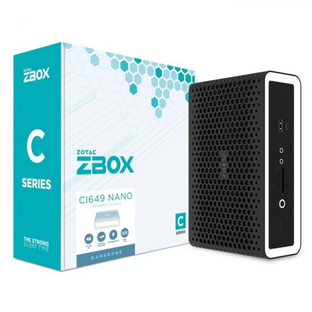 ZOTAC ZBOX-CI649NANO-BE, FANLESS, i5-1335U, 2 DDR5, M.2 SSD, wifi,bt, EU plug 2.5&quot SATAIII BAY, 2 GLAN,USBDRV, DP/HDMI