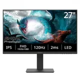 27", черный, IPS, 2мс, 1920х1080, 16:9, 300 кд/м2, 178°/178°, 1000:1, 100М : 1, 120 Гц, Угол наклона -5° (вперед) - 15° (назад), Регулировка по высоте, Портретный режим. Интерфейс подключения VGA HD