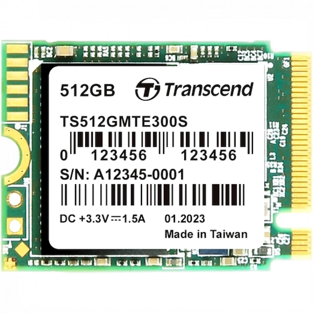 Твердотельный накопитель/ Transcend SSD MTE300S, 512GB, M.2(22x30mm), NVMe, PCIe 3.0 x4, 3D TLC, R/W 2000/1100MB/s, IOPs 90 000/190 000, TBW 200, DWPD 0.2 (5 лет)