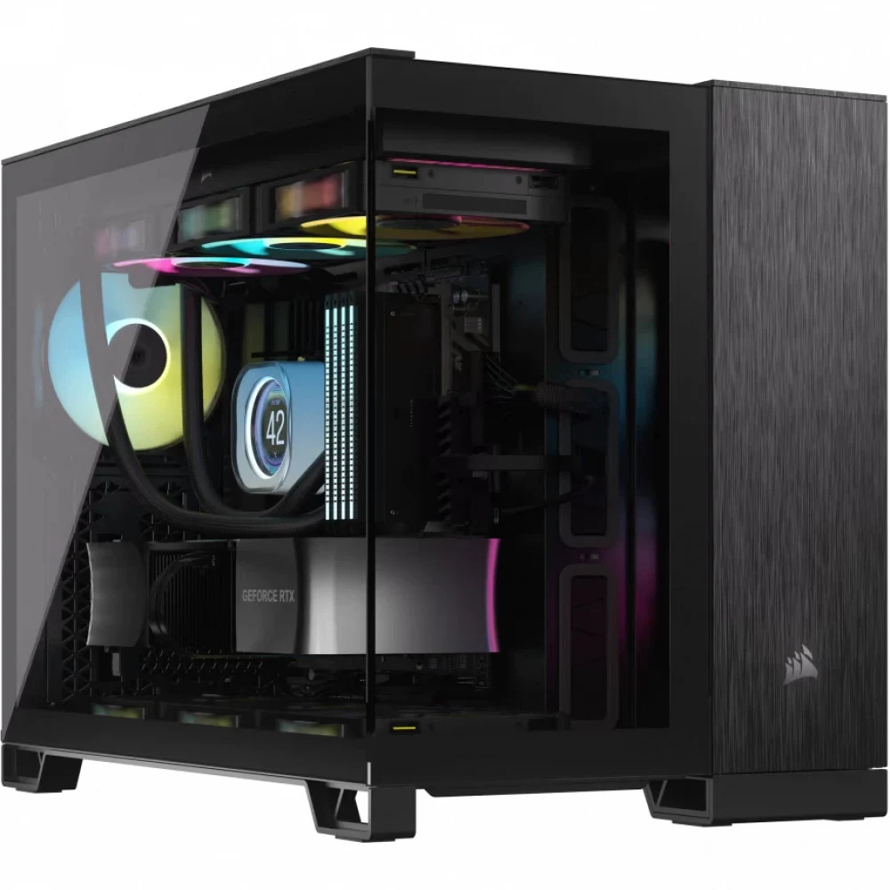 Корпус Corsair 2500X, Midi Tower, m-ATX, Black - Obsidian Aluminum, 2x3.5"/4x2.5", 2xUSB3.2, USB-C