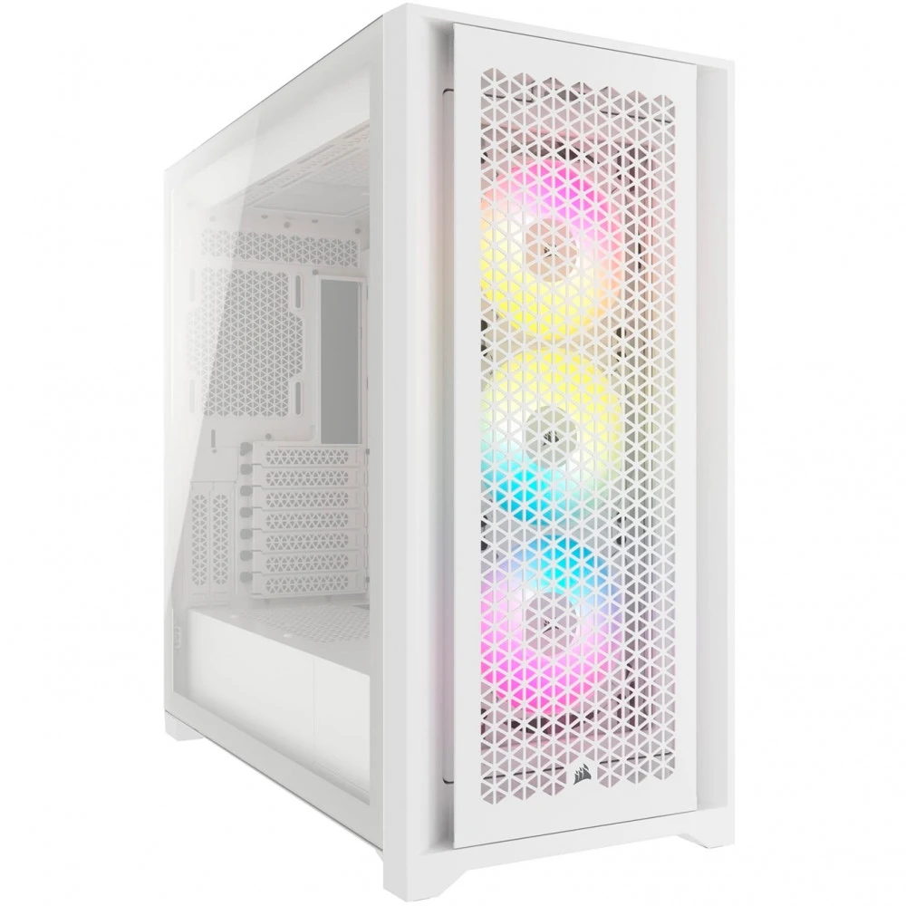 Корпус без блока питания/ Case Corsair iCUE 5000D RGB Airflow, Midi-Tower, TG, 3x120mm RGB, 2xUSB-A 3.2, 1xUSB 3.2 Type-C, E-ATX, ATX, mATX, mITX White