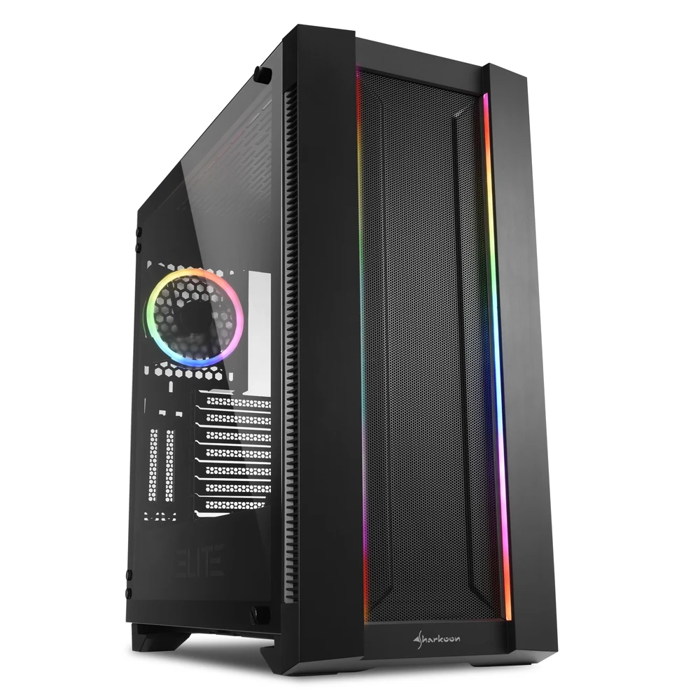 Корпус Sharkoon ELITE SHARK CA200M, Midi Tower, E-ATX, Black, 4x3.5"/7x2.5", 2xUSB2.0, 2xUSB3.0