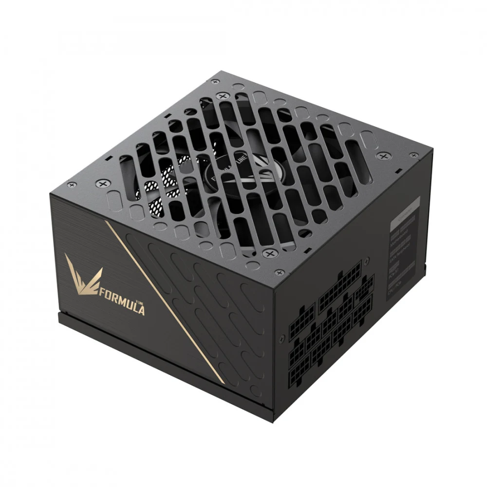 Блок питания, Formula V, FV-750GM, 750W, ATX 3.1, Gold, APFC, 20+4 pin, 2*4+4pin, 8*Sata, 3*Molex, 3*PCI-E 6+2 pin, 1*(16Pin)12VHPWR, Модульный, Вентилятор 12см, Кабель питания, Чёрный