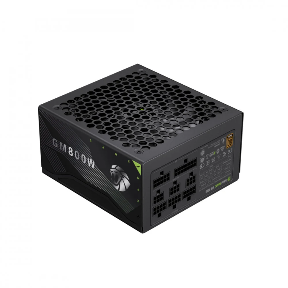 Блок питания, Gamemax, GM 800B, 2140-0800B0007, 800W, Bronze+, APFC, 20+4 pin, 1*4+4pin, 6*Sata, 2*Molex, 4*PCI-E 6+2 pin, Modular, Вентилятор 14см, 160*150*85 см, Черный