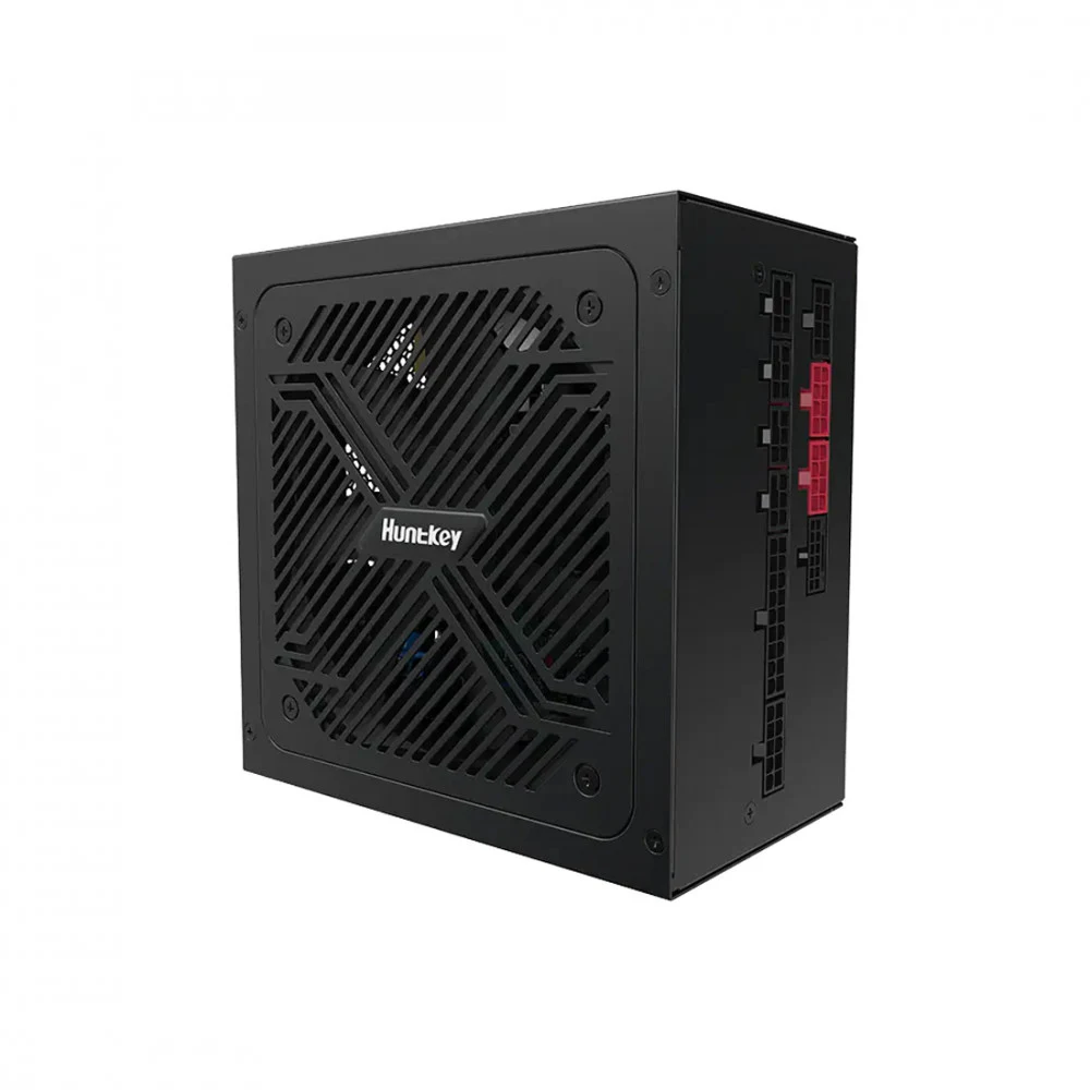 Блок питания, Huntkey, GX850M, 850W, ATX 3.1, Gold, APFC, 20+4 pin, 2*4+4pin, 4*Sata, 3*Molex, 2*PCI-E 6+2 pin, 1*12V-2X6, Модульный, Вентилятор 12см, Кабель питания, Чёрный