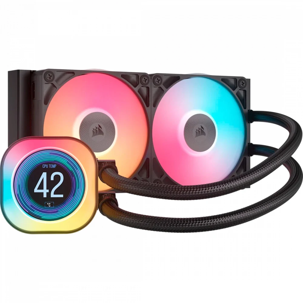 Система жидкостного охлаждения/ Water Cooling System Corsair iCUE LINK TITAN 240 RX LCD (240mm, Black, RGB/ Fans: 2x120mm, 73.5CFM, 36dBA, 2100RPM/ S: 1851, 1700, AM5, AM4)