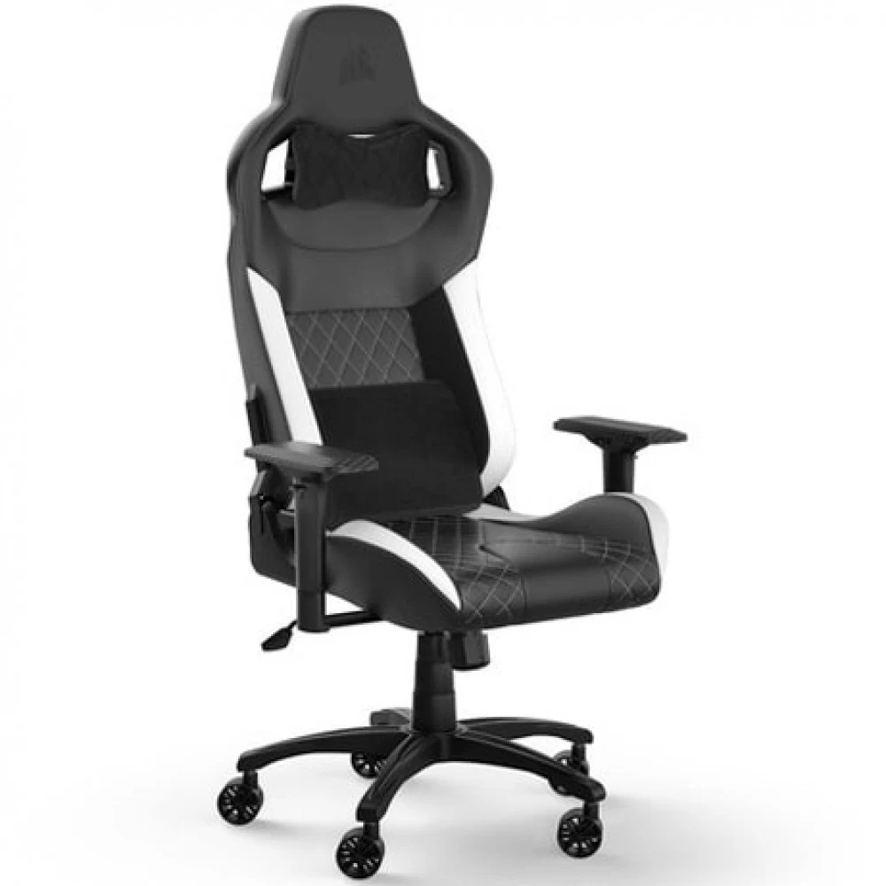 Кресло геймерское Corsair T1 RACE 2023, регулировка высоты, подлокотник, 120 кг, Black-White