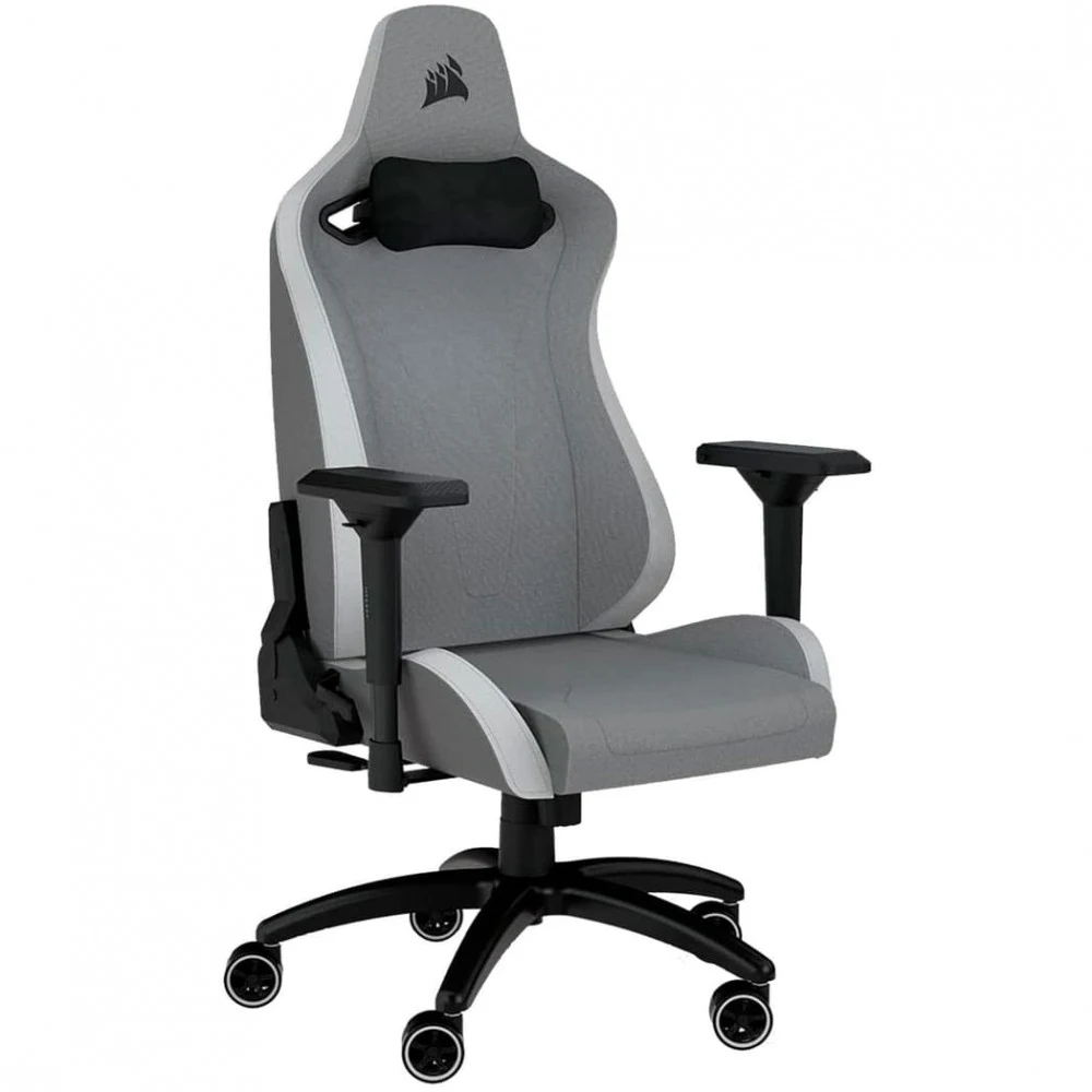 Кресло геймерское Corsair TC200, Soft Fabric, регулировка высоты,подлокотник,121 кг,Light Grey-White