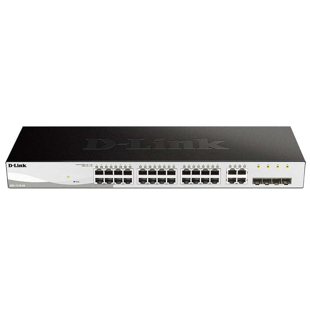 Коммутатор D-Link DGS-1210-28/FL2A Управляемый L2 коммутатор, 24x1000Base-T, 4xCombo 1000Base-T/SFP, защита от статического электричества до 6 кВ, CLI