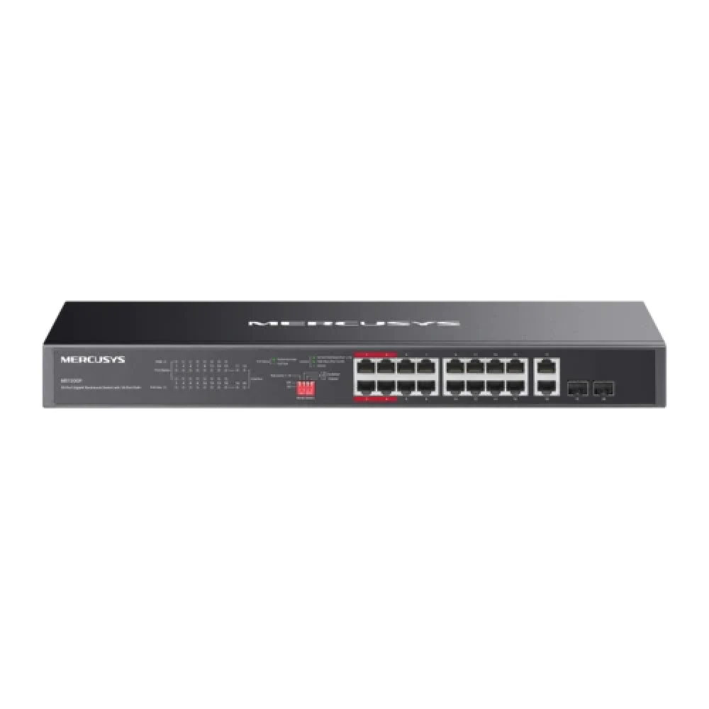 Mercusys MS120GP 20-портовый гигабитный монтируемый в стойку коммутатор с 16 портами PoE+