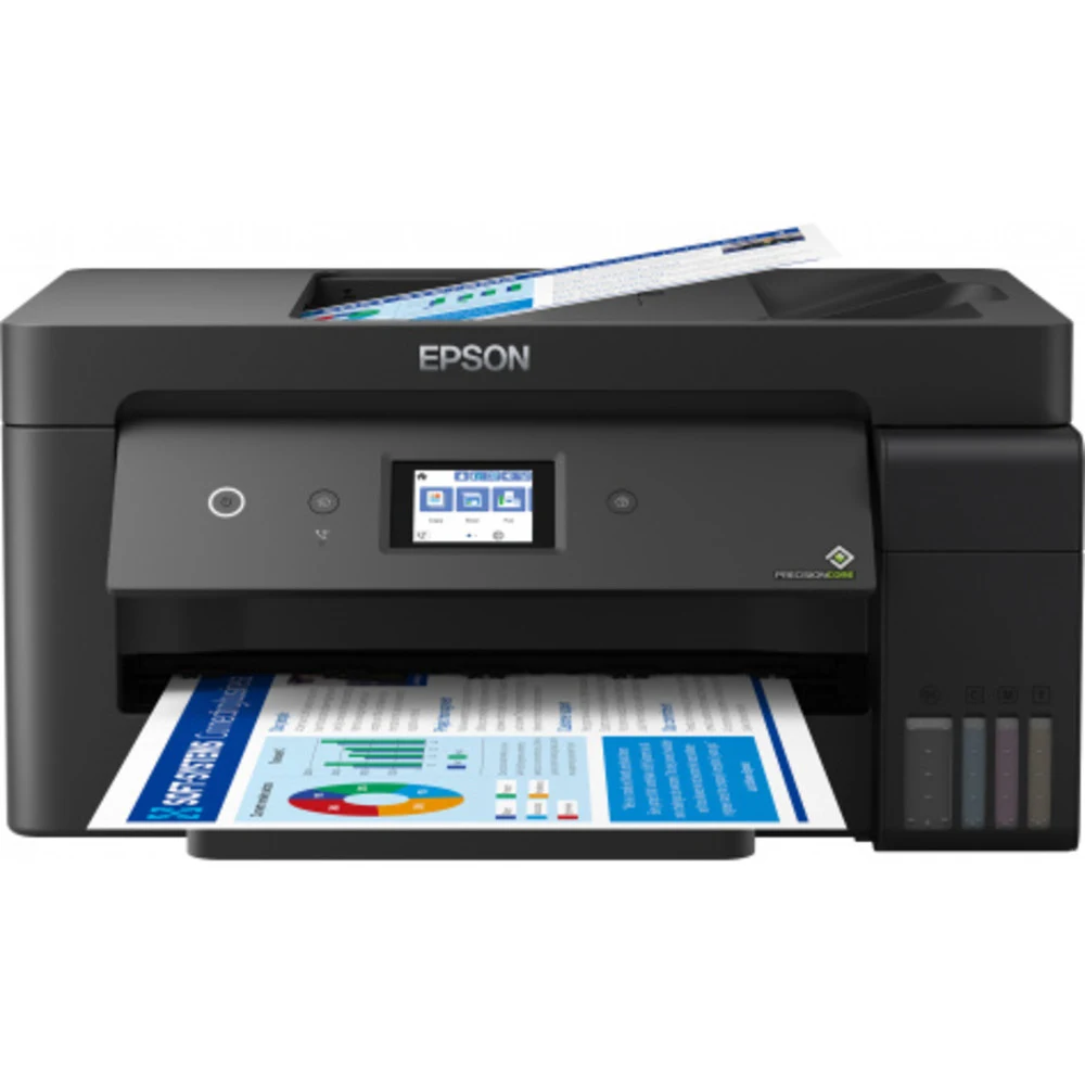 Epson L14150 МФУ А3 цветное: принтер/копир/сканер/факс, 38/24 стр./мин.(чб/цвет), ADF 35 стр., USB/LAN, в комплекте чернила 6 500/5 200 стр.(чб/цвет)