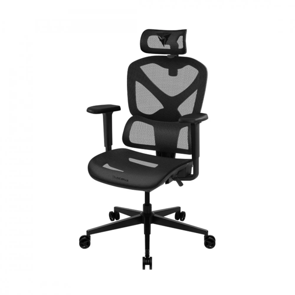 Игровое компьютерное кресло, ThunderX3, YTC-Mesh Black, Воздухопроницаемое сетчатое покрытие, (Ш)68*(Г)50*(В)110(124) см, Чёрный