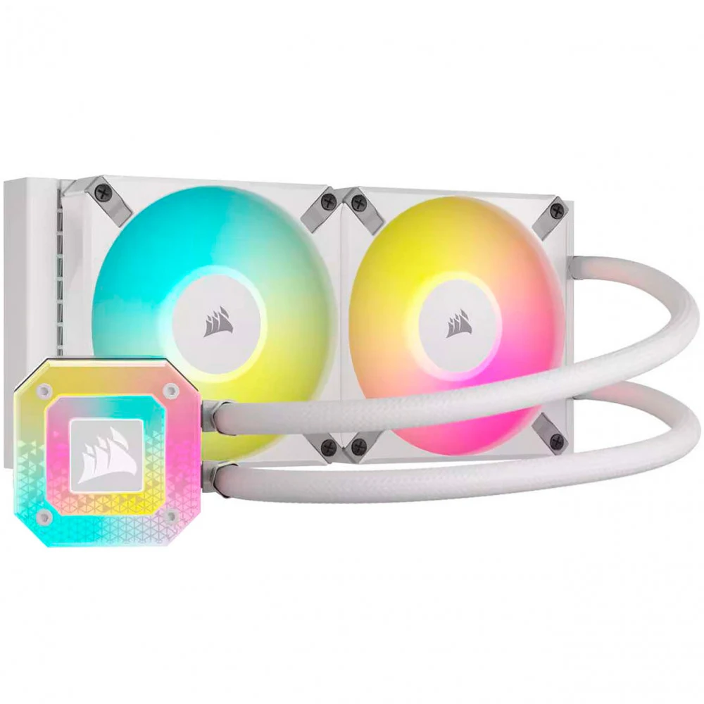 Система жидкостного охлаждения/ Water Cooling System Corsair iCUE H100i ELITE CAPELLIX XT (240mm, White, RGB/ Fans: 2x120mm, 65.57CFM, 34.1dBA, 2400RPM/ S: 1851, 1700, 1200, 115x, 2011, 2066, AM5, A